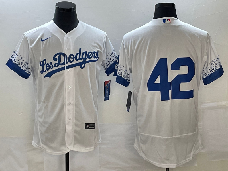 Men's White Los Angeles Dodgers #42 Jackie Robinson City Connect Flex Base Stitched Baseball Jersey